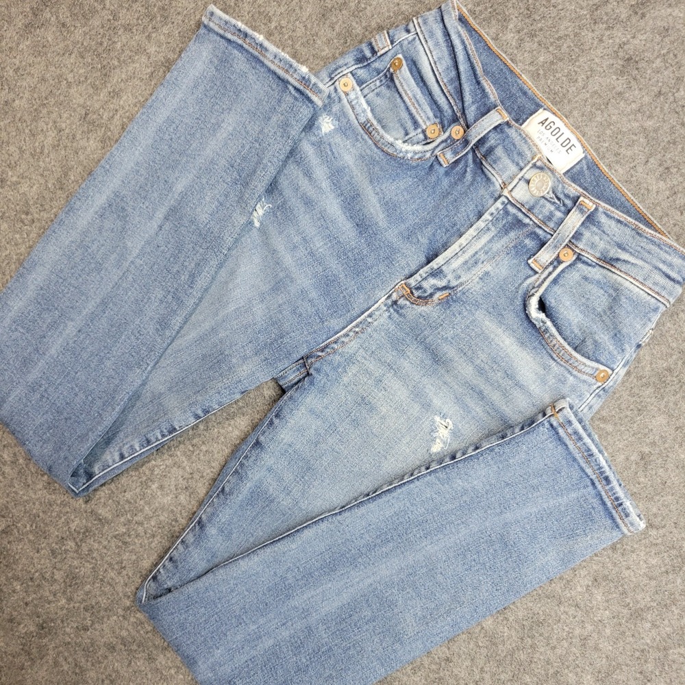 Agolde Jeans Womens 23 Blue Premium Denim Y2k Distressed Streetwear Skinny Leg